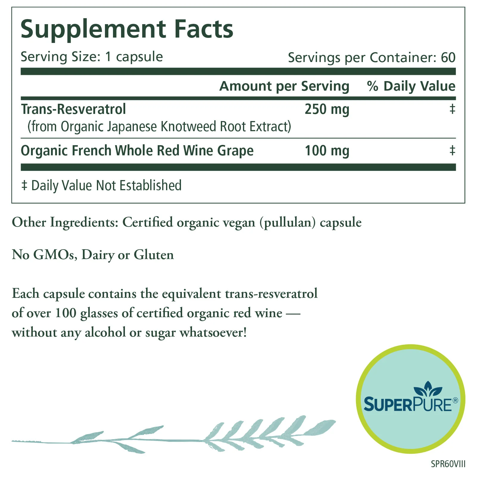 SuperPure® Resveratrol Extract - 60 Capsules - Image 4